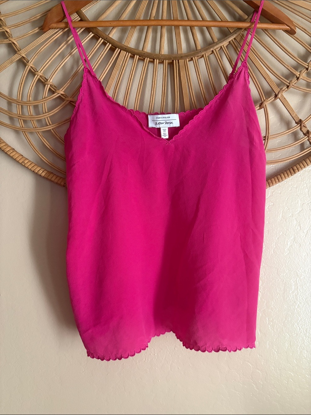 Bright Pink Scalloped V-Neck Camisole